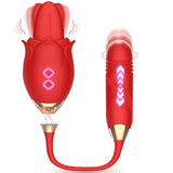 Rose Toys Clitoral Vibrator for Women,3 in 1 Rose Adult Toy,Sex Stimulator for Women with 10 Tongue Licking & Thrusting Dildo G