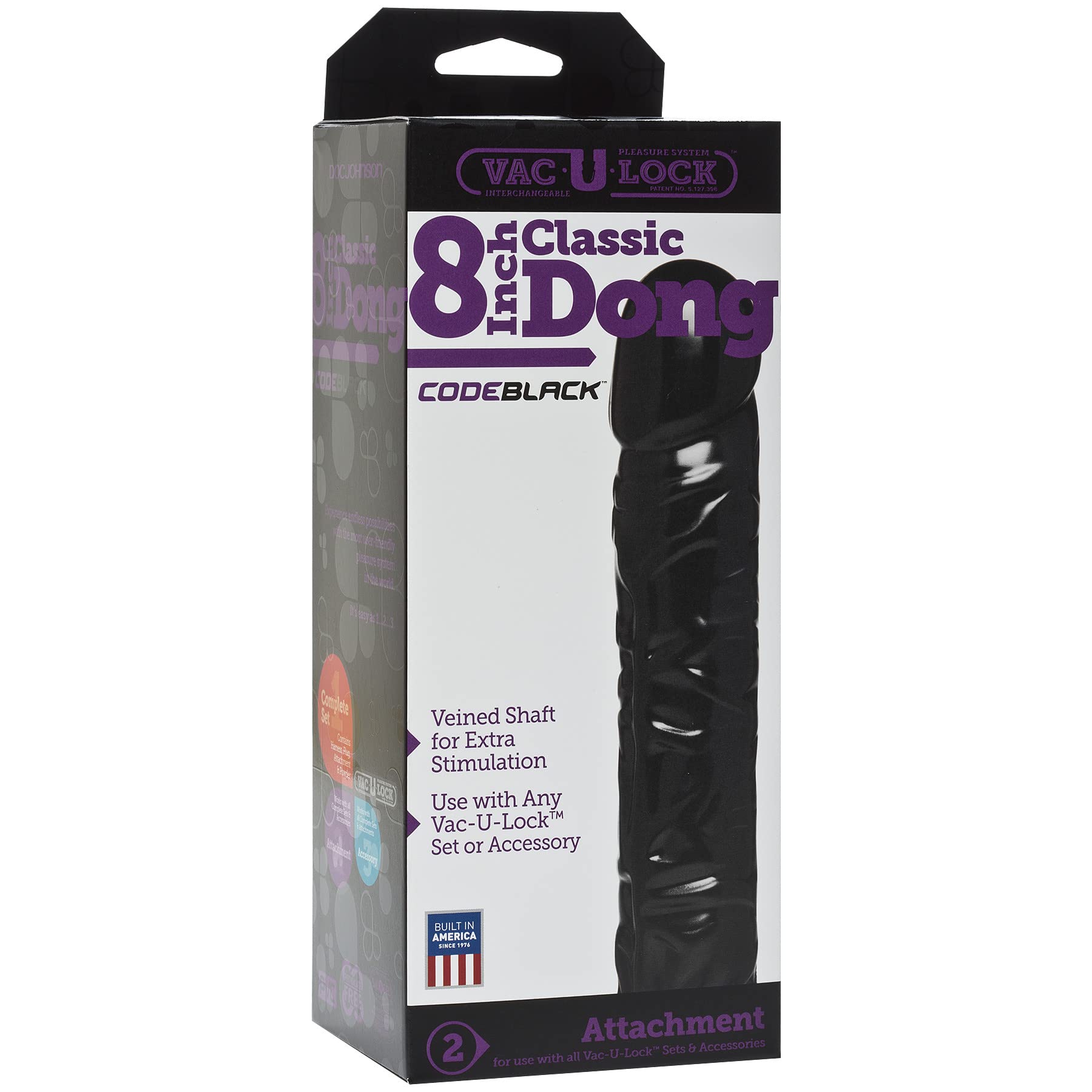Vac U Lock 8In Code Black Classic Dong