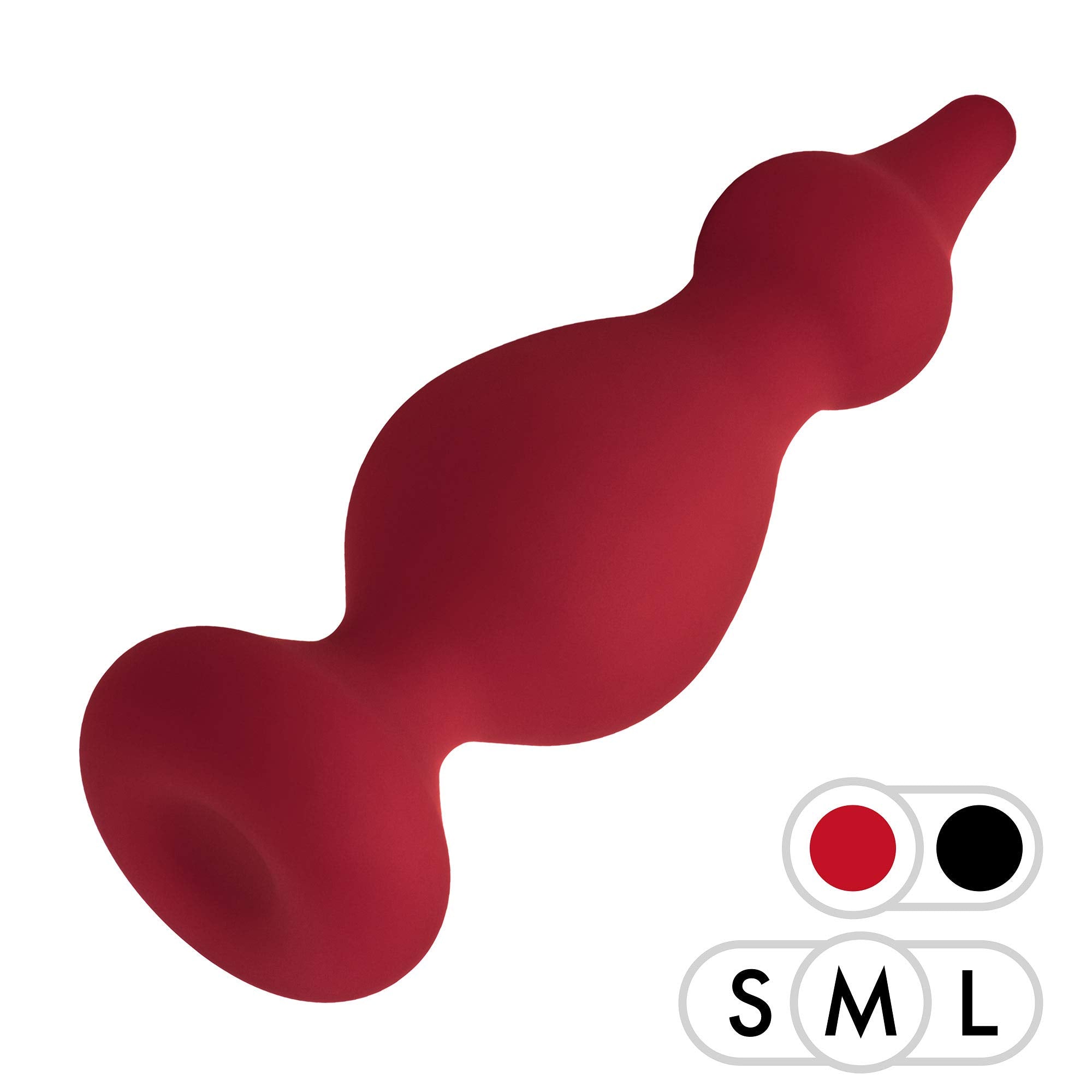 Forto Silicone F-30 Rippled Butt Plug - Anal Plug Training Silicone Anal Beads Plug Kit For Comfortable Long-Term Wear Prostate Massager Sex Toy With Narrow Flared Base & Long Neck For Men And Women (Red - Silicone Medium)