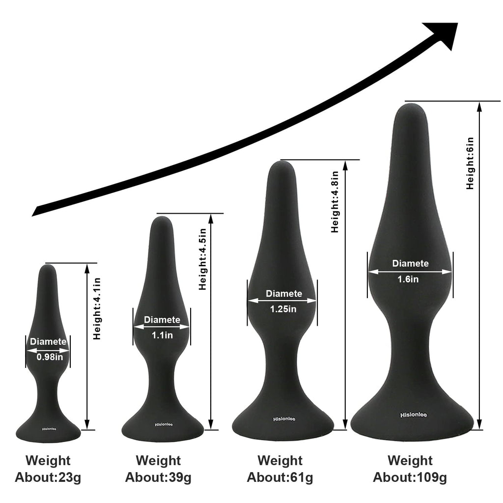 Hisionlee Sex Toys 4Pcs Butt Anal Plug Set Silicone Anal Butt Plug Adult Sexy Toys For Women,Men And Beginners (Black)