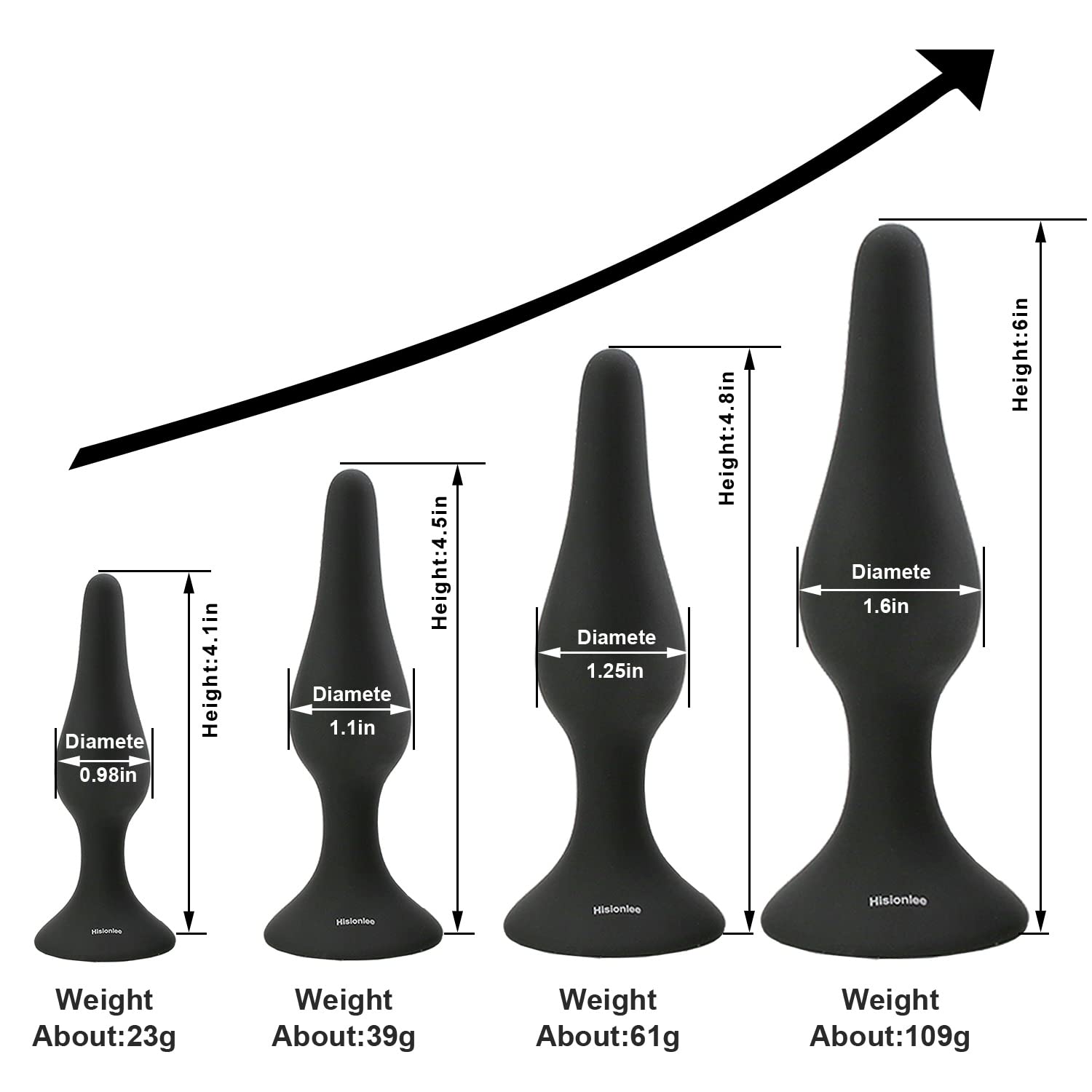 Hisionlee Sex Toys 4Pcs Butt Anal Plug Set Silicone Anal Butt Plug Adult Sexy Toys For Women,Men And Beginners (Black)
