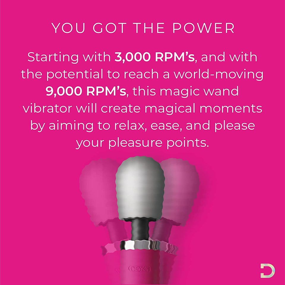 Doxy Original Pink Wand Vibrator Deep Tissue Massager - Female Vibrator Wand Massager - Body-Safe Plug In Personal Wand Massager