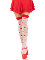 Spandex sheer polka dot mushroom thigh highs.