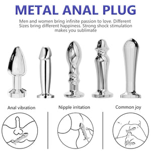 Anal Butt Plug Stainless Steel Anal Vibrators Prostate Massager 7 Speeds Vibrating Butt Plug Dildos Anal Sex Toy Adults 18(A)