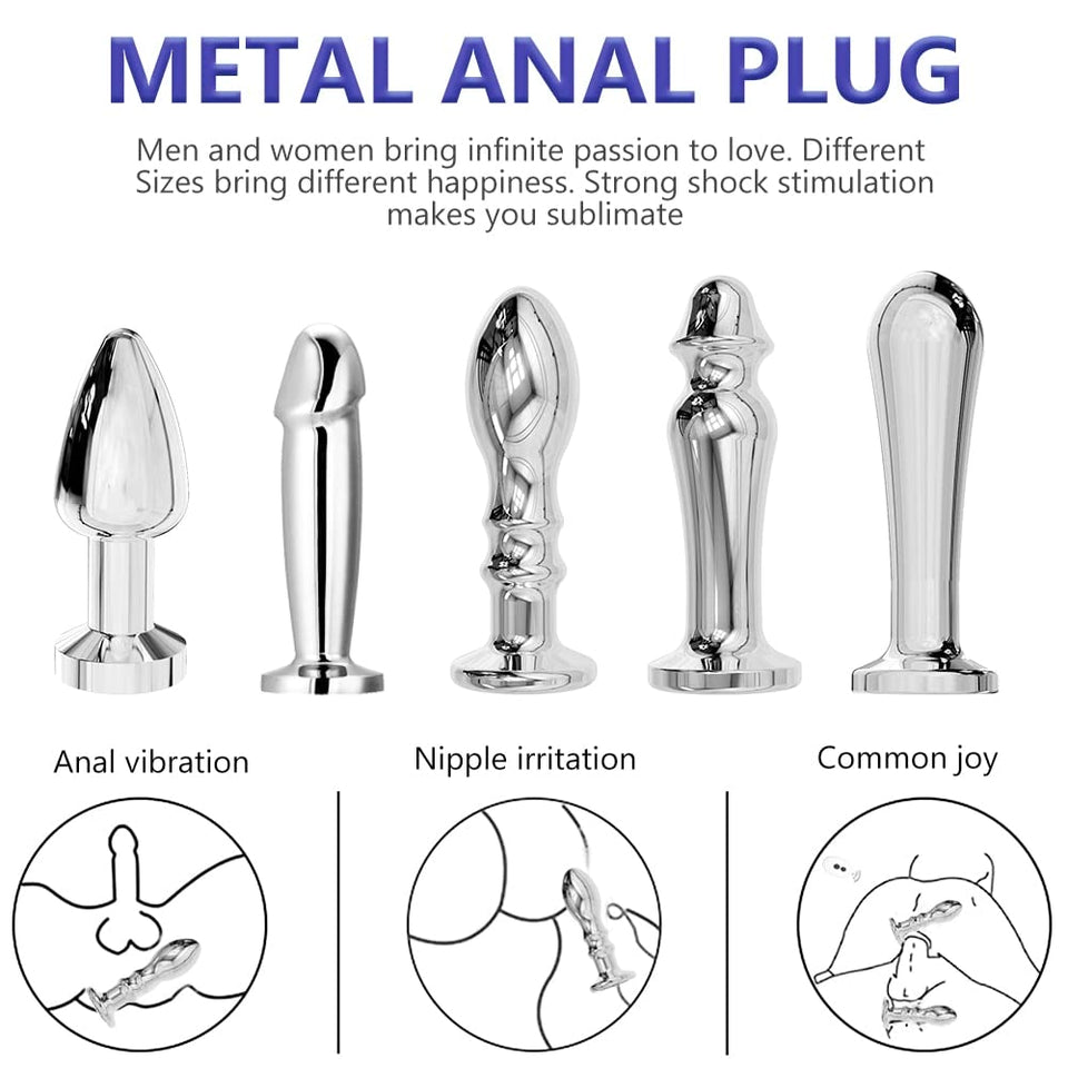 Anal Butt Plug Stainless Steel Anal Vibrators Prostate Massager 7 Speeds Vibrating Butt Plug Dildos Anal Sex Toy Adults 18(A)