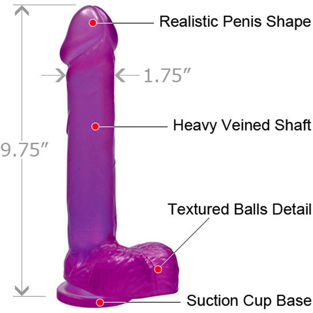 Si Novelties Cock With Balls Suction, Purple, 8 Inch, 19.36 Ounce