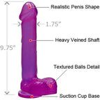 Si Novelties Cock With Balls Suction, Purple, 8 Inch, 19.36 Ounce