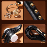 Sex Whip 16.5'' PU Leather Riding Crop, Gold Riveting and Black BDSM Whip Floggers Whip Flirting Fantasy Sex Toys Whips and Padd