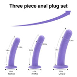 Anal Plug Anal Dildos Prostate Massager,3 Sizes Silicone Butt Plug Anal Training Kit with Strong Suction Cup Base Anal Toys Sex
