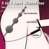 Anal Beads Butt Plug with Penis Cock Rings Adult Anal Sex Toys for Women Men, Flexible Silicone Anal Plug Prostate Massager Grad
