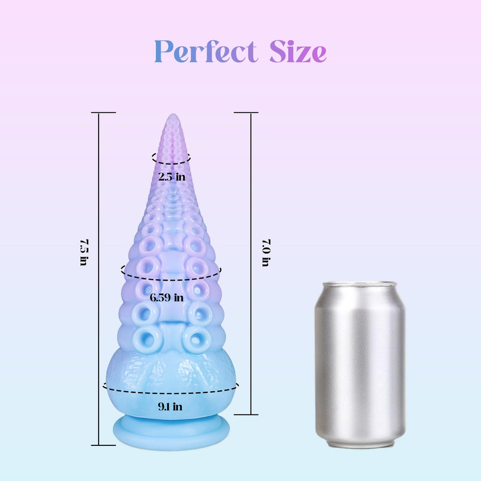 Tentacle Dildo Adult Sex Toys: 7.5 '' Luminous Thick Monster Dildo with Suction Cup, Big Dildos Liquid Silicone Dragon Dildo for