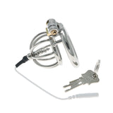 Electric Shock Chastity Lock with Bead Chastity Cage Metal Anal Plug Combination Electric Shock Set Sex Toy(B,L)