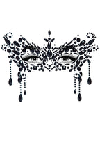 Masquerade Adhesive Face Jewel - O/S / Black