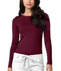 Adar Underscrubs for Women - Long Sleeve Underscrub Comfort Tee - 2900 - Burgundy - S