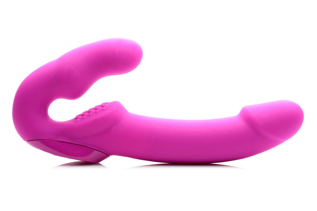 Strap U Evoke Rechargeable Vibrating Silicone Strapless Strap On, Pink