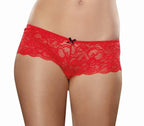 Dreamgirl Womens Scalloped Stretch Lace Low-Rise Crotchless Boyshort Boy Short Panties, Ruby, Medium-Large Us