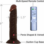 All American Real Skin Afro American Whoppers Vibrating Dong, Brown, 8 Inch