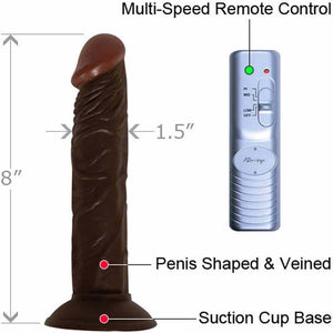 All American Real Skin Afro American Whoppers Vibrating Dong, Brown, 8 Inch
