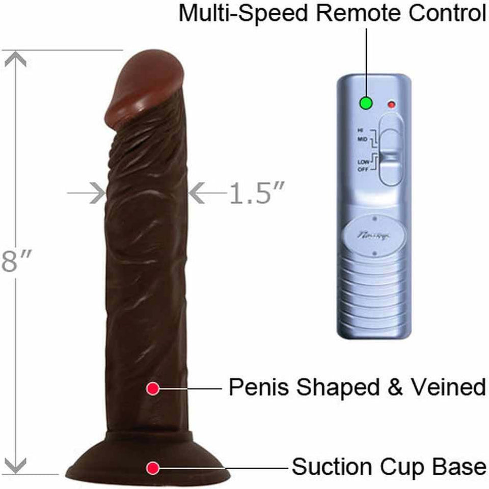 All American Real Skin Afro American Whoppers Vibrating Dong, Brown, 8 Inch