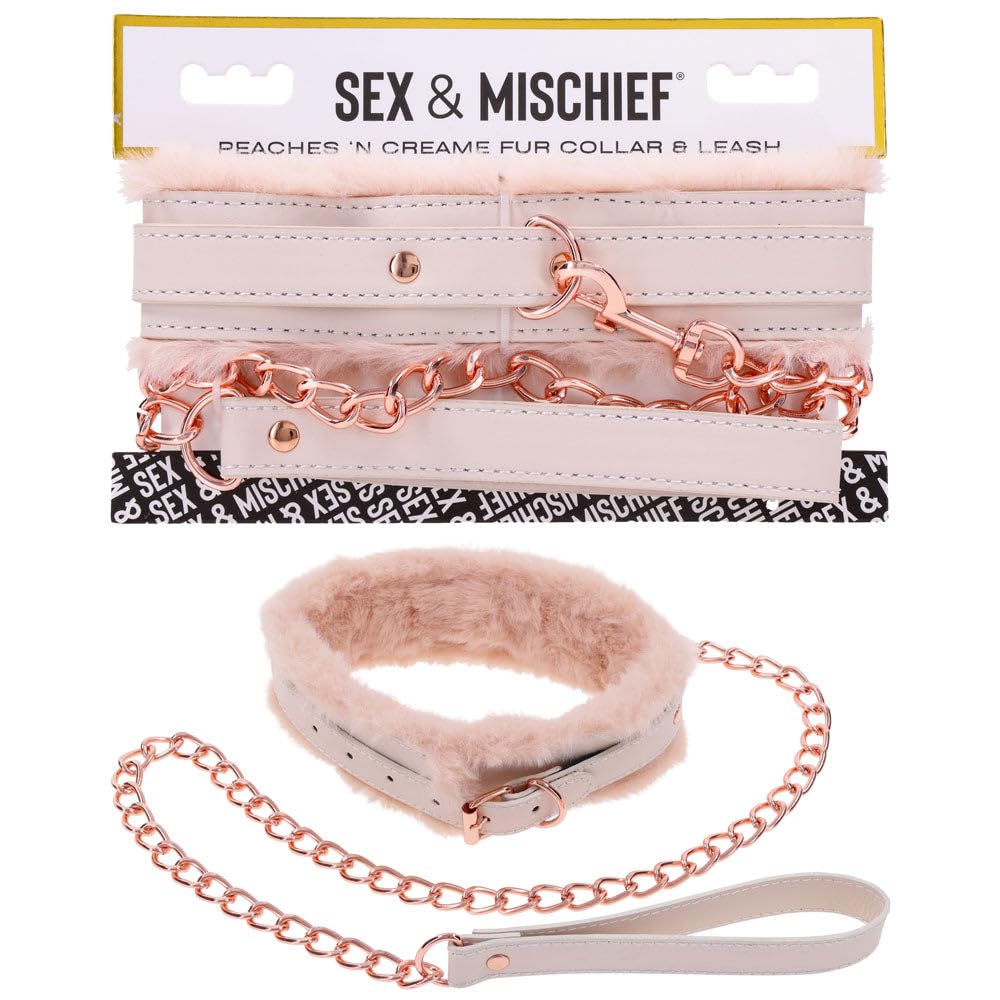 Peaches N Creame Fur Collar & Leash