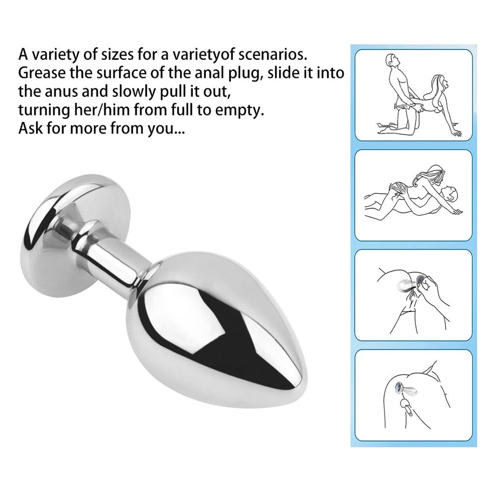 Anal Butt Plug 3Pcs Trainer Kit Metal Butt Plug Anal Trainer Toys Fetish Kinky Sex Love Games for Starter Beginner Men Women Cou