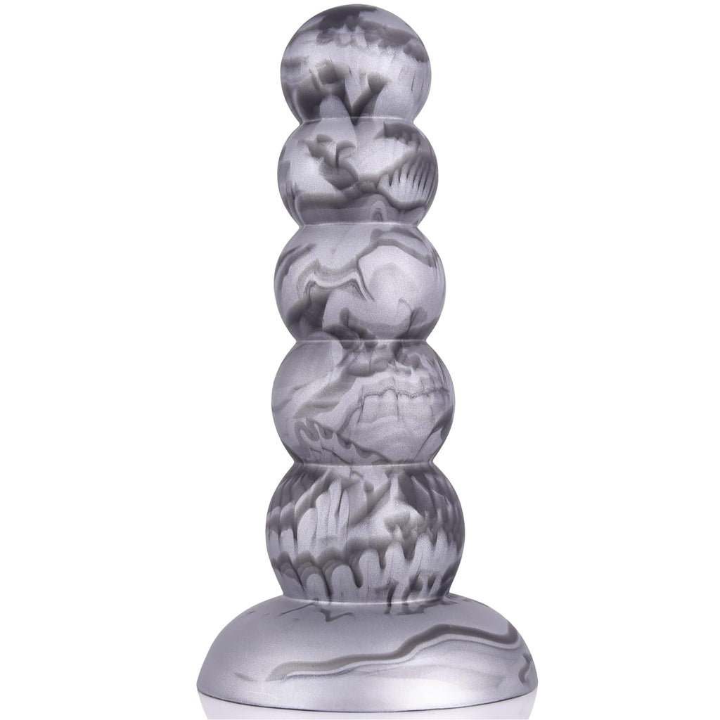 Beginner Liquid Silicone Anal Plug 5 Balls Dildo Strong Suction Cup Hands Free Play Realistic and Soft Adult Sex Toys Insert But