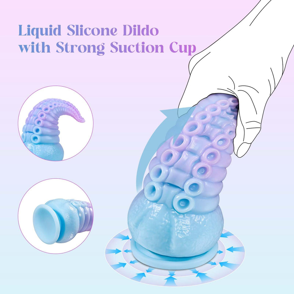 Monster Dildo Adult Sex Toys: Luminous Thick Tentacle Dildo with Suction Cup, 8.7 '' Big Dragon Dildos Liquid Silicone Anal Toys
