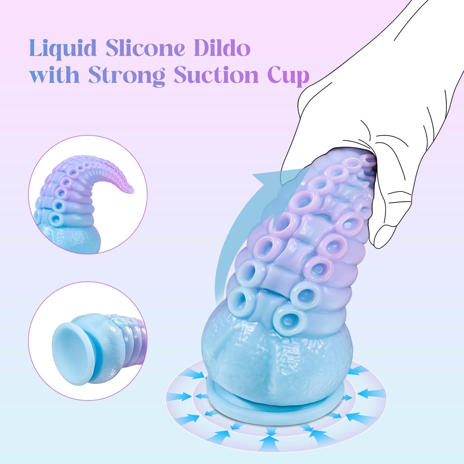 Tentacle Dildo Adult Sex Toys: 7.5 '' Luminous Thick Monster Dildo with Suction Cup, Big Dildos Liquid Silicone Dragon Dildo for