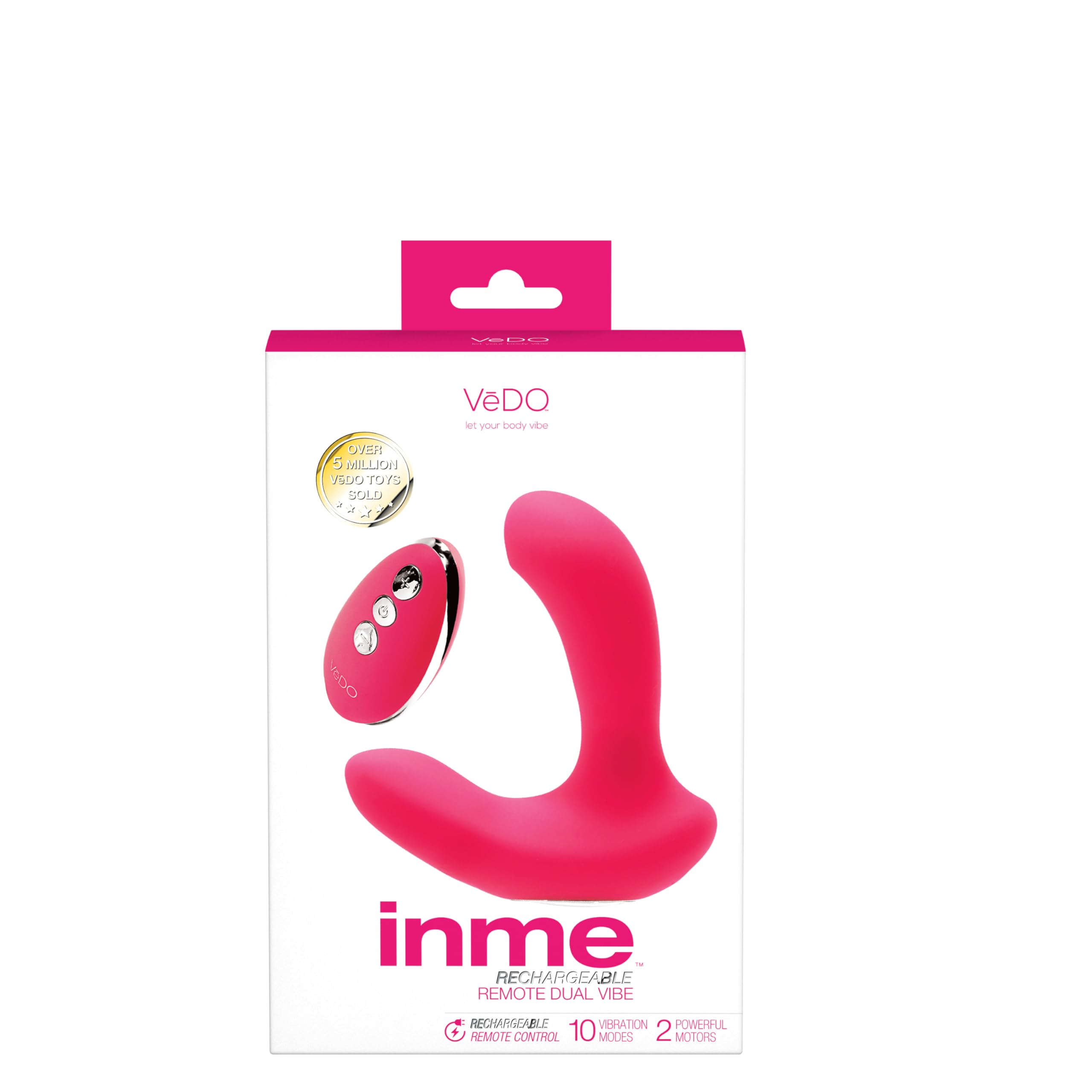 VEDO INME DUAL VIBE W/ REMOTE RECHARGEABLE PINK