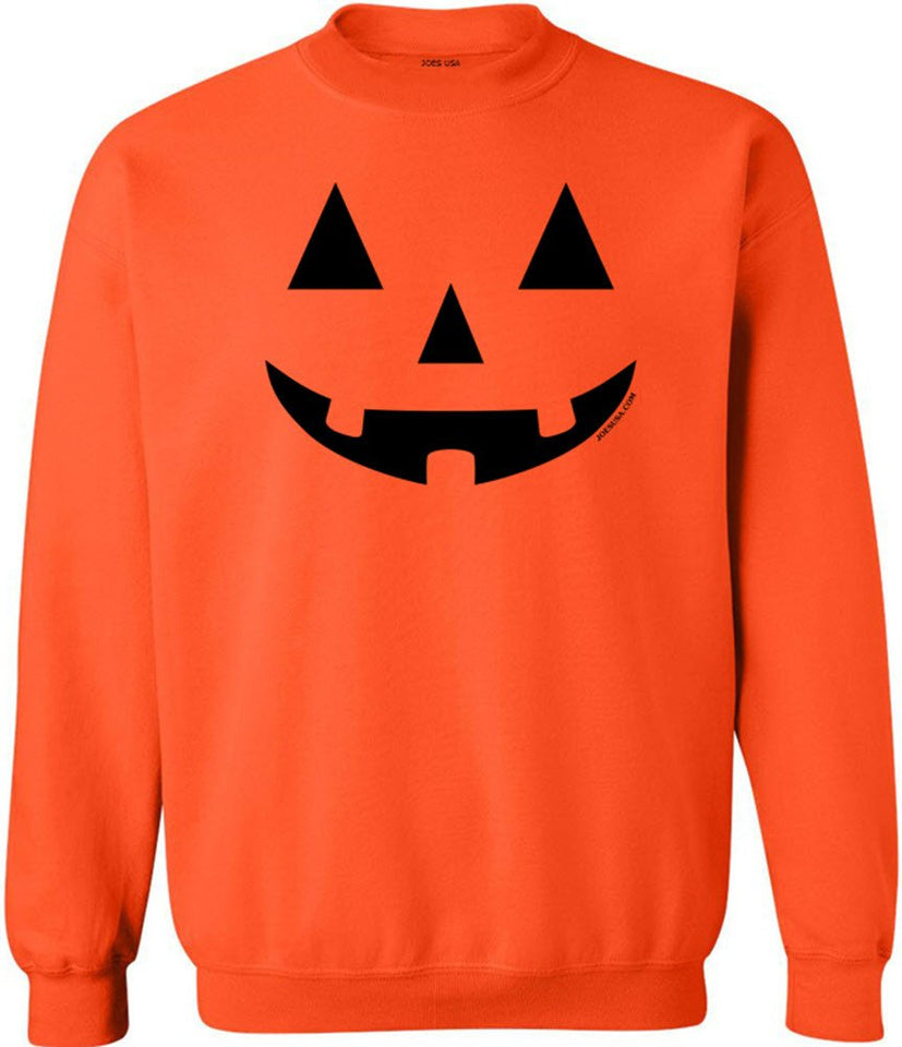 Joe s USA Jack O  Lantern Pumpkin Halloween Crewneck Sweatshirt-L-Orange