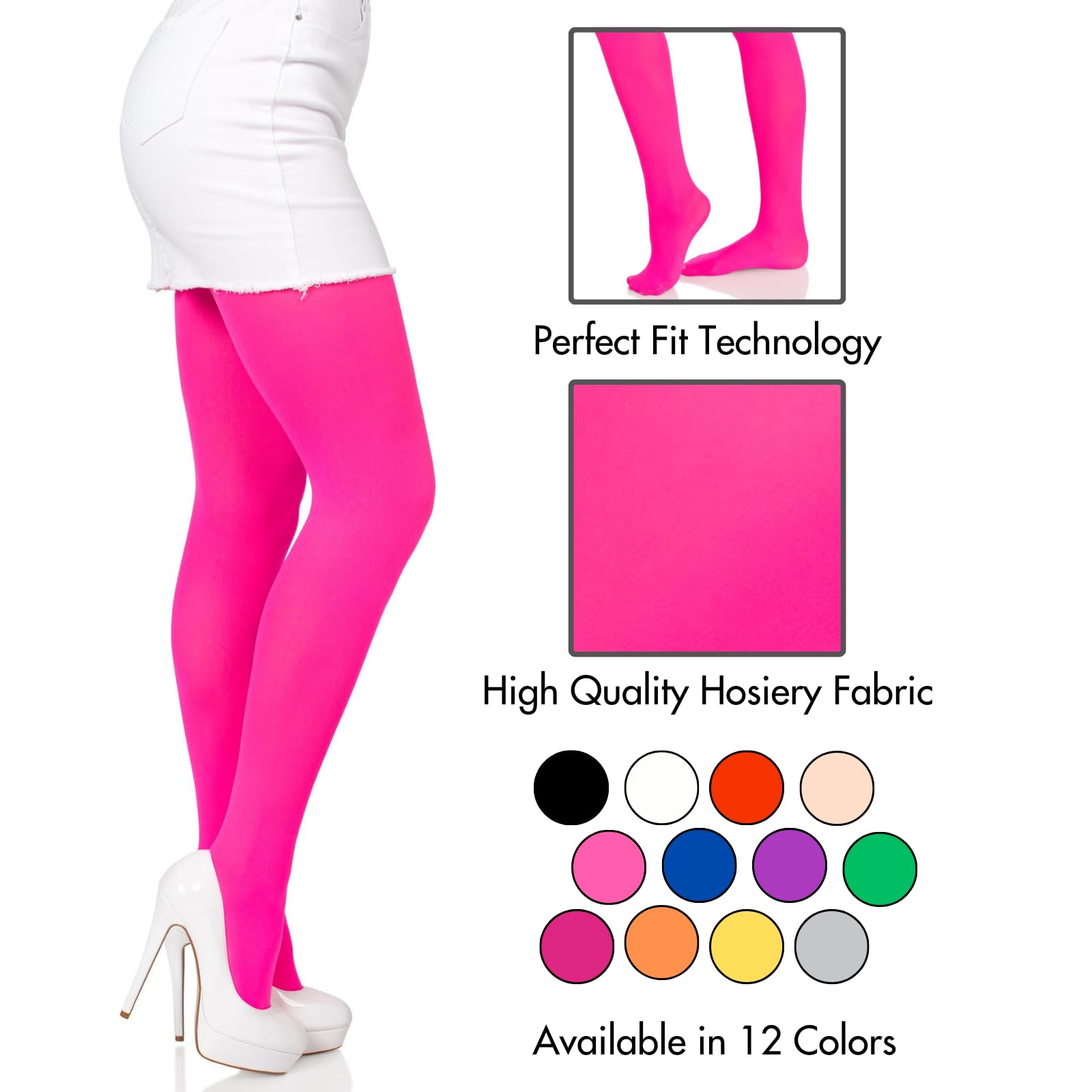 Nylon Tights O/S Neon Pink O/S