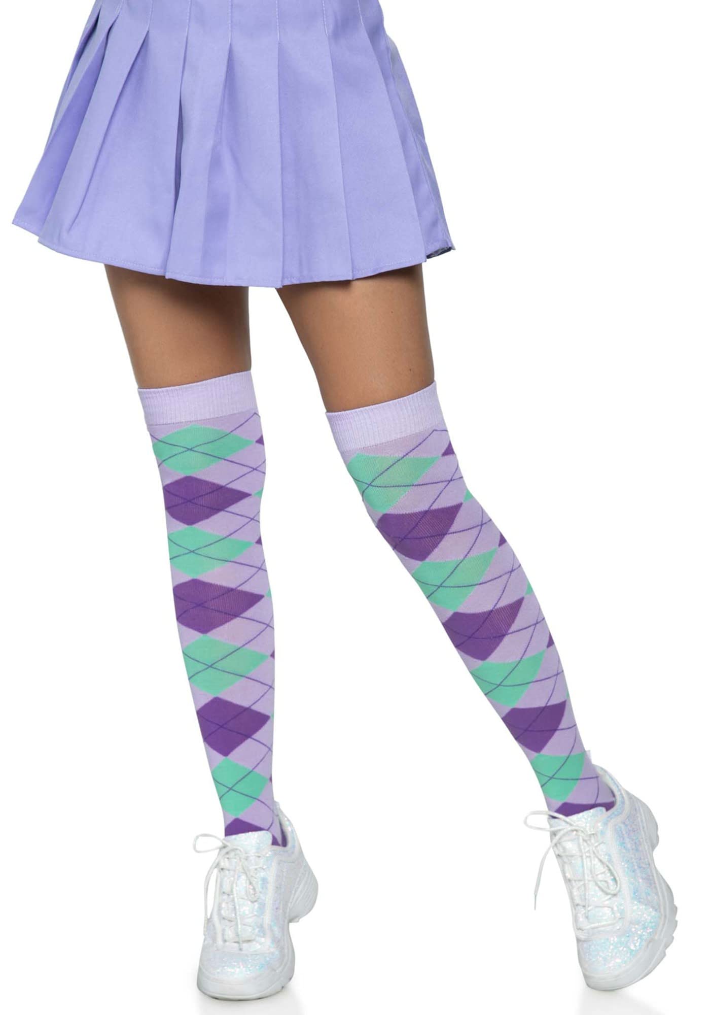 Argyle Knit Over The Knee Sock