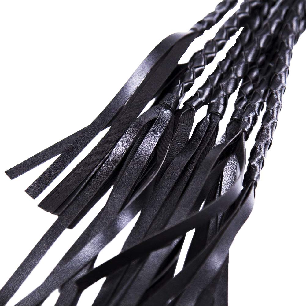 FST Leather Whip with Braided Handle Flogger BDSM Spanking Paddle Sex Toy for Couples Play