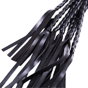 FST Leather Whip with Braided Handle Flogger BDSM Spanking Paddle Sex Toy for Couples Play