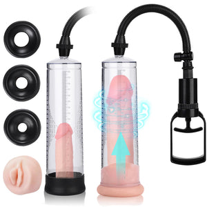 Live4Cool Vacuum Penis Pump Strengthen Manual Penis Enlarger Booster Extender Device For Men Penis Massage Care Male Sex Toy With 1Pcs Lifelike Vagina Sleeve, 3Pcs Suction Sleeves In 3 Sizes