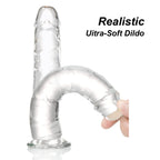 Transparent Dildo 7.7 inch,Strong Suction Cup - Crystal Clear G-Spot Realistic Toys, Soft and Flexible Adult Sex Toy