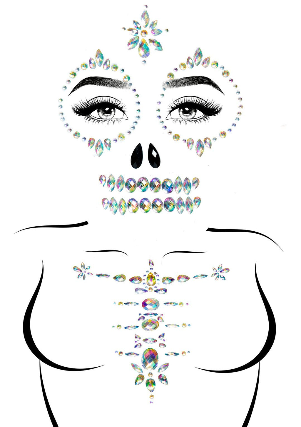 Skeleton Adhesive Face And Che - O/S / Clear
