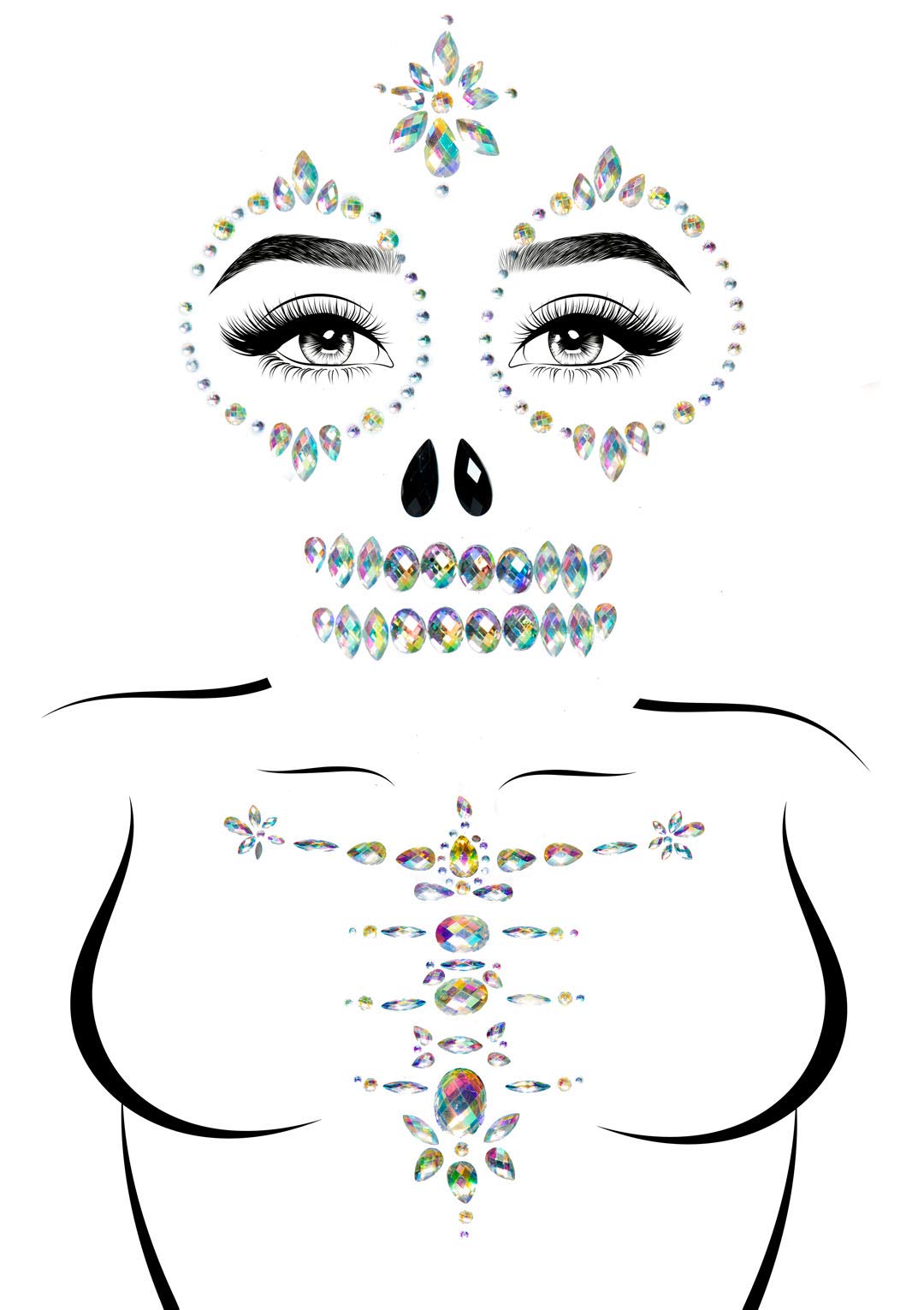 Skeleton Adhesive Face And Che - O/S / Clear