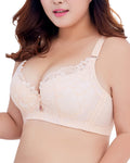ESETAY Plus Size Push up Bra 44C Beige Breathable Oversized Deep V Padded Underwire Bra for Women