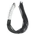Realistic Glass Dildo with Sex Whip Sex Toys SM Leather Crystal Dildo Sex Flogger Transparent Crystal Penis Bondaged Whip for Me