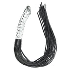 Realistic Glass Dildo with Sex Whip Sex Toys SM Leather Crystal Dildo Sex Flogger Transparent Crystal Penis Bondaged Whip for Me