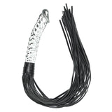 Realistic Glass Dildo with Sex Whip Sex Toys SM Leather Crystal Dildo Sex Flogger Transparent Crystal Penis Bondaged Whip for Me