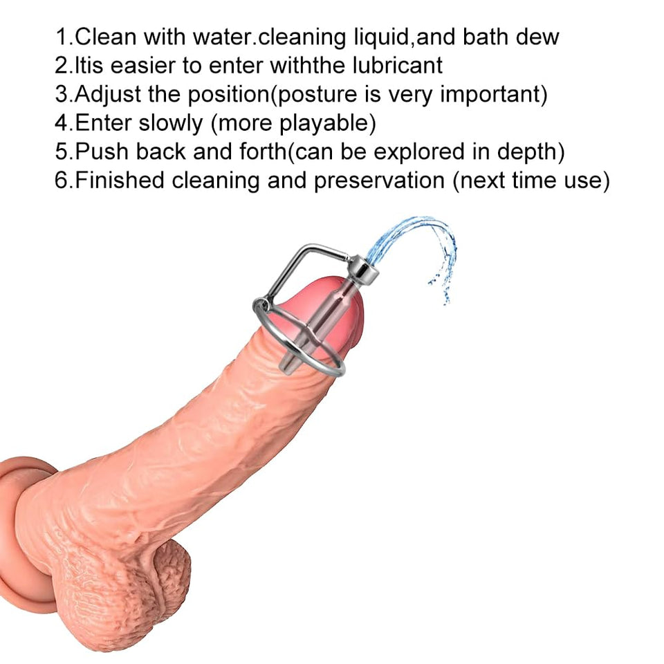 Hollow Stainless Urethral Sounds Penis Plug Urethral Dilator Male Penis Plug with Cock Ring Sex Toy for Men (1.77 inch)