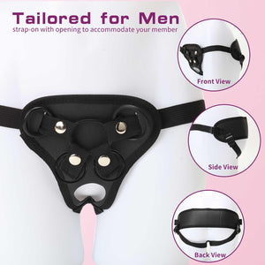 Strap On Dildo Harness, Plus Size Strapon Dildo Harness, Wide Bondage with Holes and 4 Rubber Rings, Adjustable Strap-on Harness