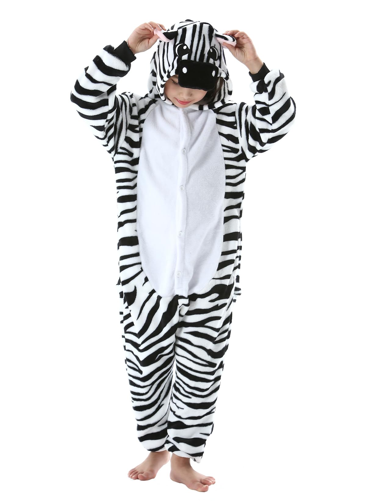 CuteOn Zebra Onesie Kids Animal Pajamas for Boys Girls Halloween Christmas Costume Height for 150cm