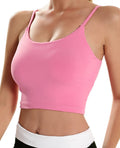 ECOPARTY Sports Bras for Women Quick-Dry Padded Wirefree Workout Crop Cute Tank Tops Camisole Yoga Fitness Running Gym Pink