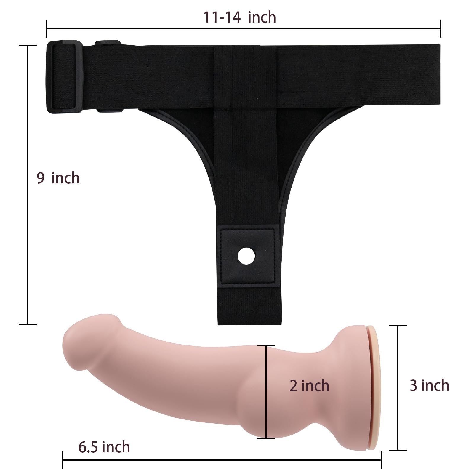 Strap On Dildo for Women,Wearable Harness Strap on with 6.5 Inch Realistic Silicone Anal Dildo & 3 Adjustable Holes, Vaginal G S