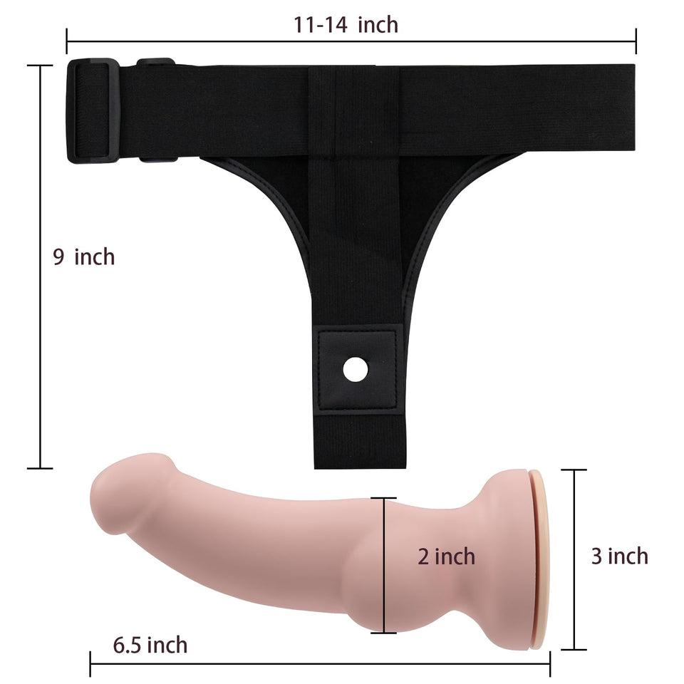 Strap On Dildo for Women,Wearable Harness Strap on with 6.5 Inch Realistic Silicone Anal Dildo & 3 Adjustable Holes, Vaginal G S