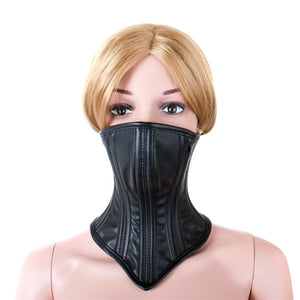 Strapon Face Neck Bound Leather -Davidsource Head Harness Slave Restraint Black Leather No Pungent Smell Corset Muzzle Posture B