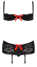 Luv Lace Bra, Garter Skirt & G-String L/X